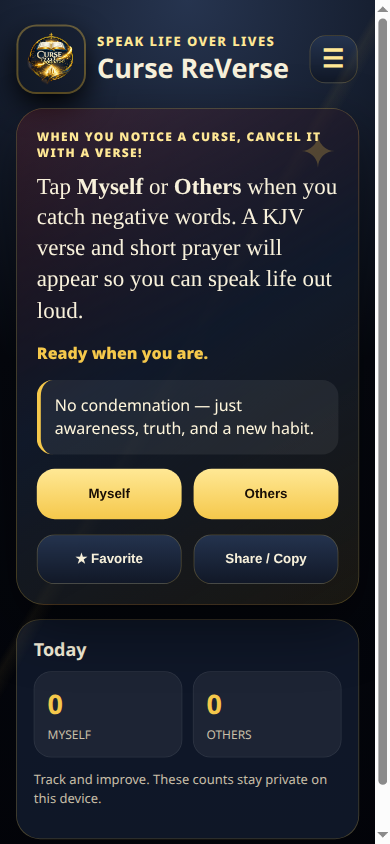 Curse ReVerse home screen
