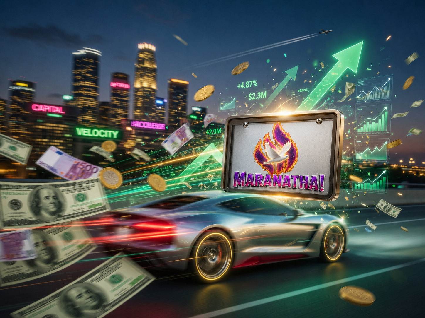 A visual representation of success, speed, and profitable momentum